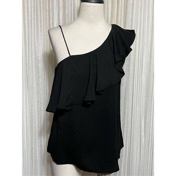 Naked Zebra Sleeveless Black One Shoulder Blouse Size Small - Picture 1 of 4